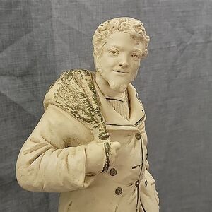 Marwal VTG Chalkware Fisherman Sculpture 18" Statue